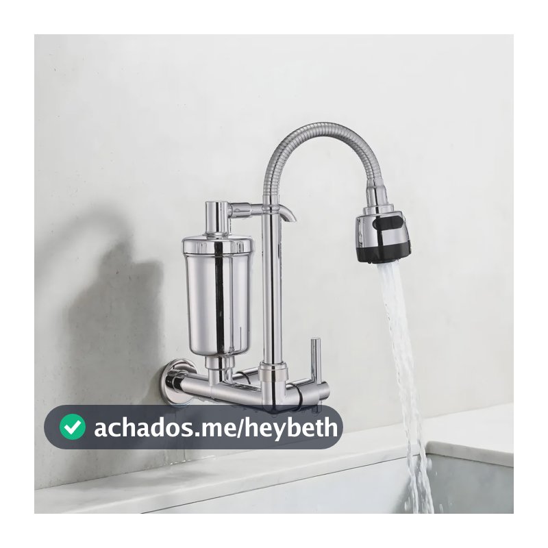 Torneira De Parede Com Filtro Para Cozinha Flexível Parede Prateado Parede
