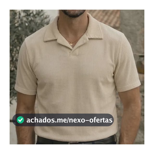 Camisa Camiseta Polo Masculina Texturizada Sem Botão