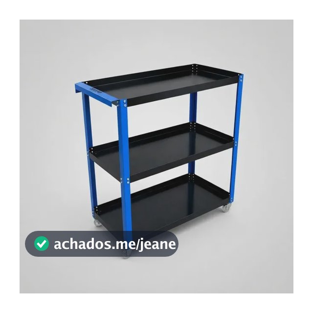 Carrinho De Ferramentas Aberto Forte P/ Mecânico Organizador Preto E Azul