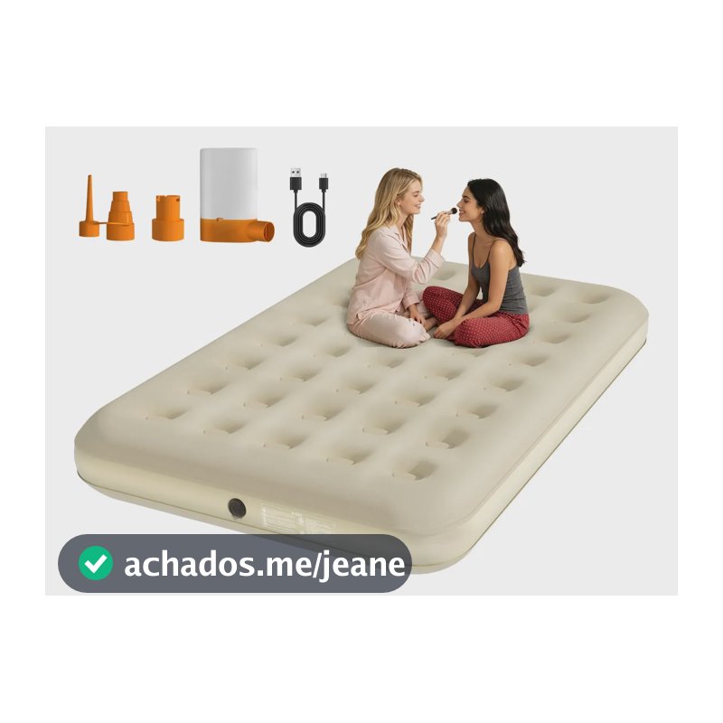 ECOZENDSY Colchão Inflável Casal com Bomba Elétrica Externa Portátil para Camping 186x130x22cm