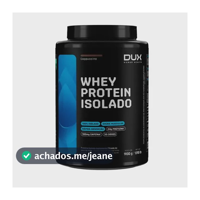 Whey Protein Isolado Dux Nutrition - Pote 900g Sabor Cappuccino