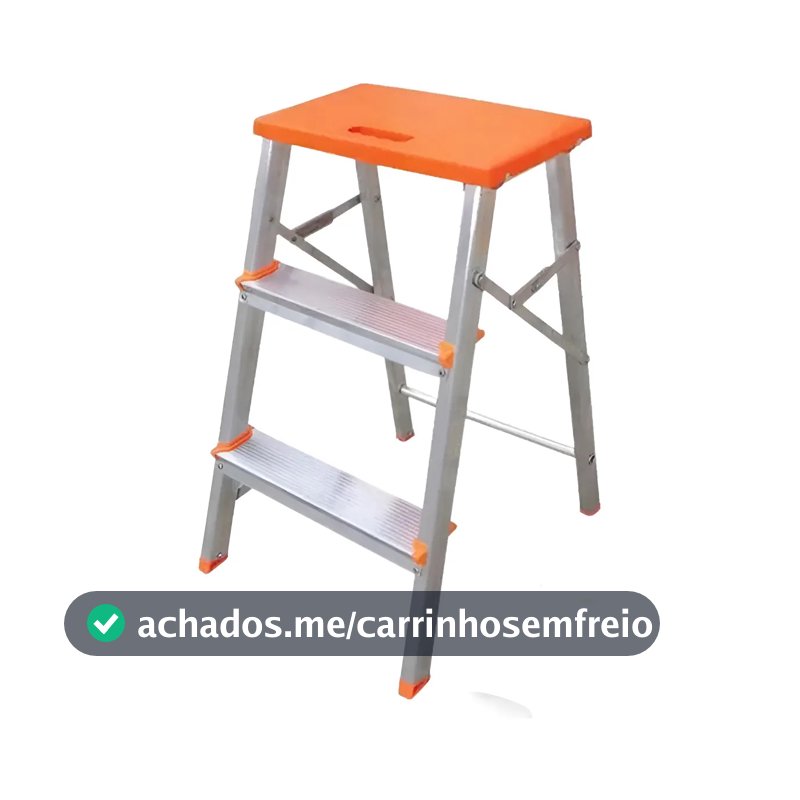 Escada Banqueta De Alumínio Com 3 Degraus Botafogo Lar & Lazer