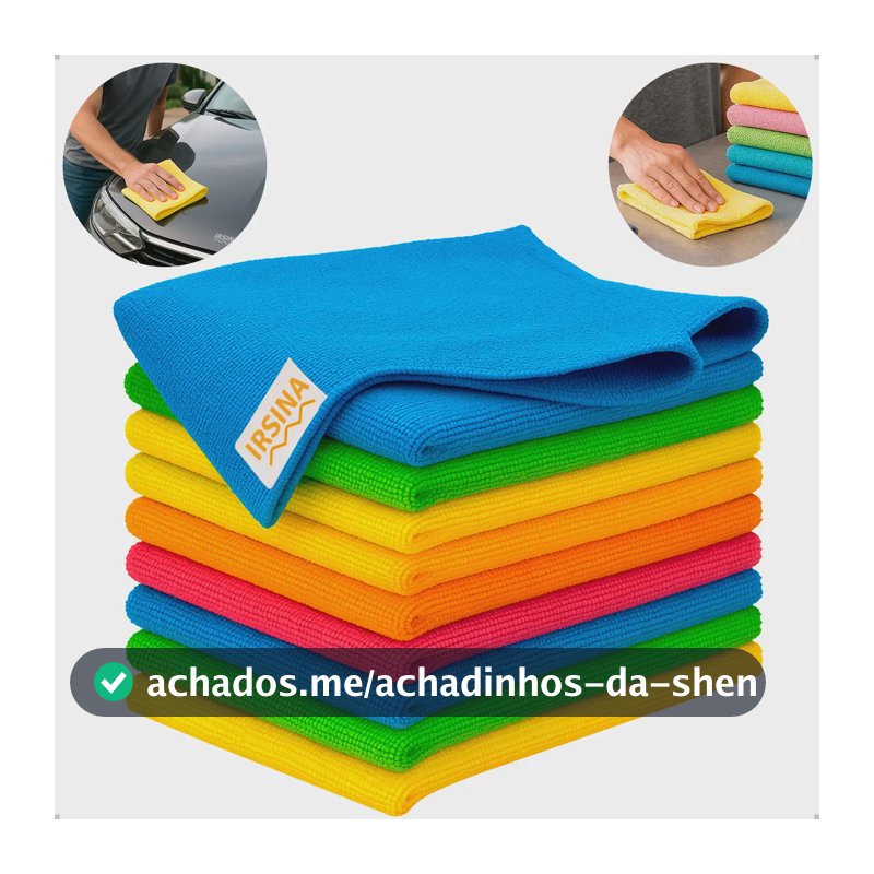 Kit 10 Pano Microfibra Flanela Limpeza Geral Multiuso Alta Absorção Sem Fiapos Irsina