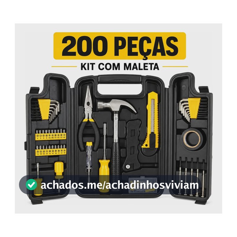 Jogo De Ferramentas 200 Peças Completo Com Maleta Soquetes