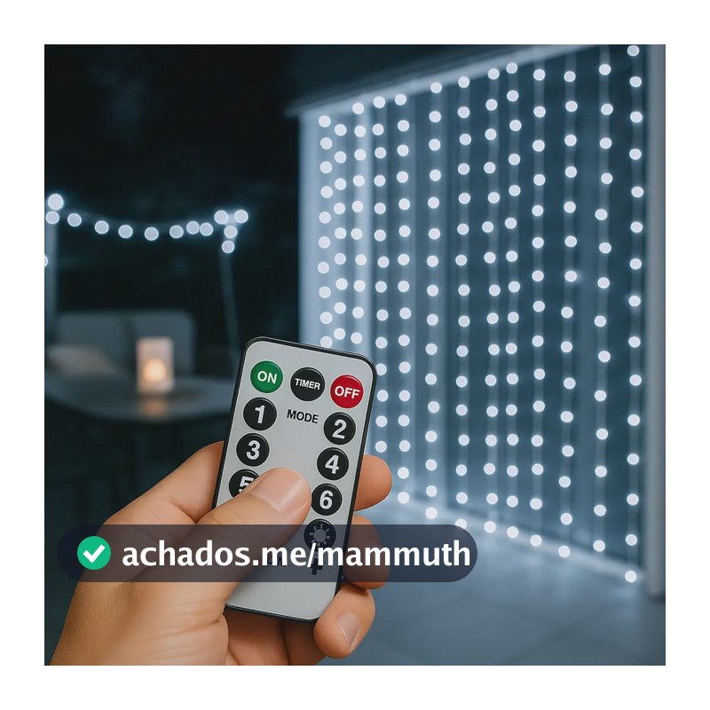 Cortina Luminosa Led Branco 3x3m E Usb Controle E Memória Branco