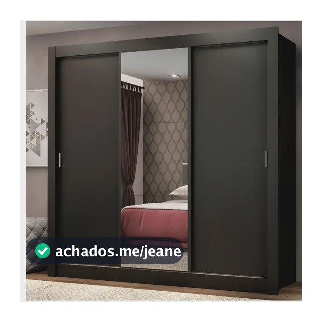 Guarda Roupa Casal Mônaco Madesa 3 Portas Correr Espelho P Cor Preto