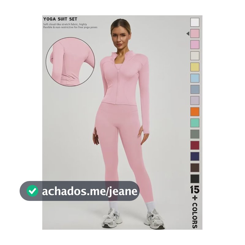 Conjunto Feminino Tactel Academia Legging E Jaqueta Fitness Rosa G