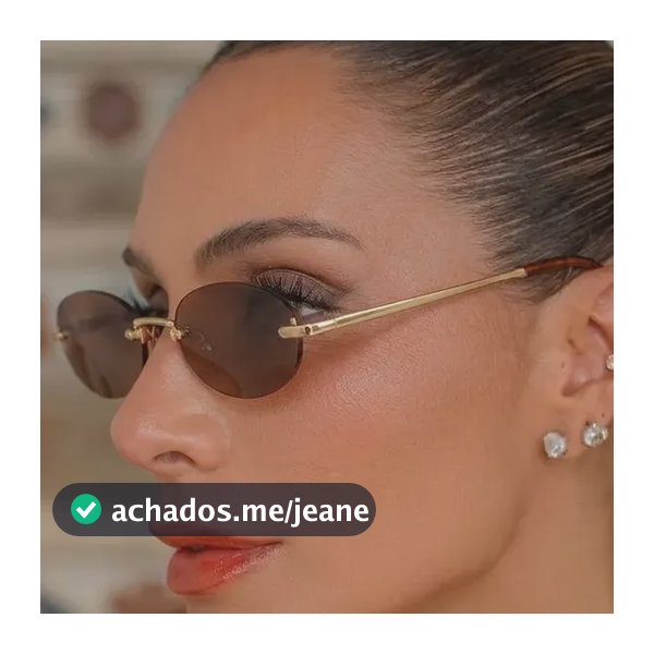Óculos Sol Feminino Oval Sem Aro Vintage Y2k Trap Influencer Marrom Dourado