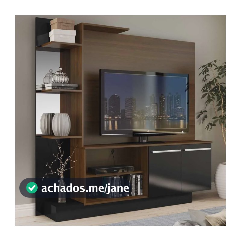 Estante Tv 55 C/ Espelho Denver Multimóveis Mad/preto