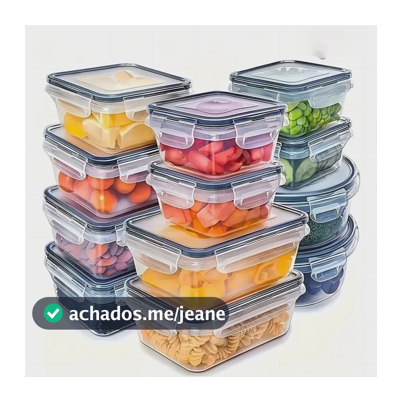 Kit 12 Potes Herméticos Dapon Em Plástico Com Trava Incolor Transparente