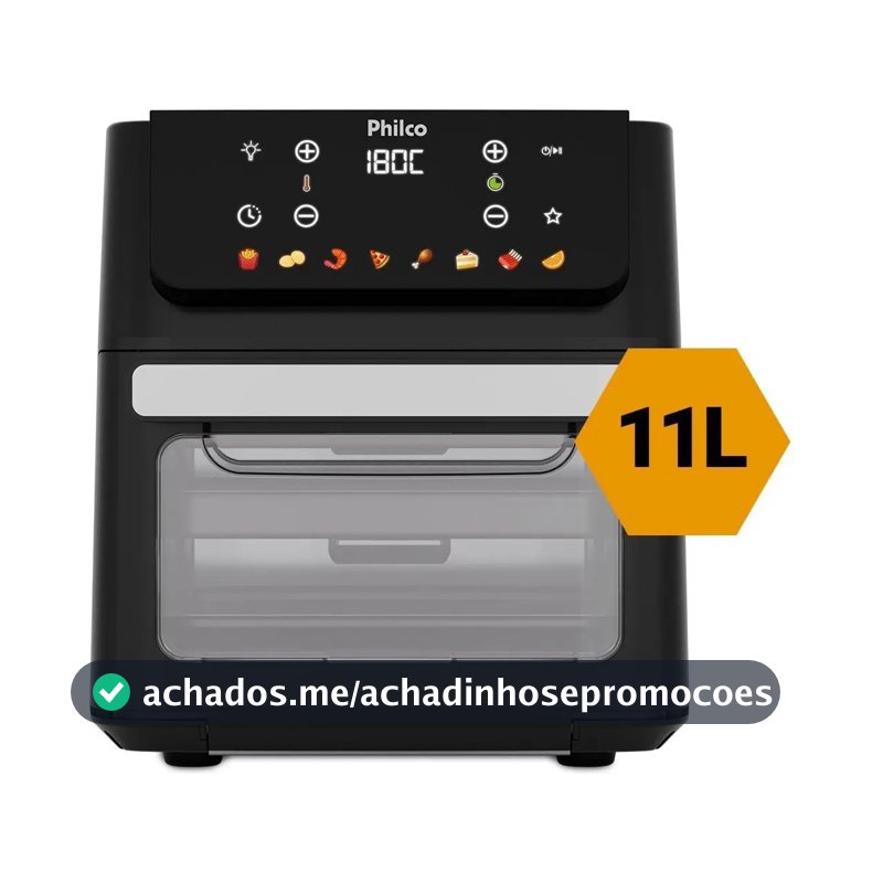 Fritadeira Air Fryer Oven 11 Litros 1800w 8 Funções Philco PAF11B