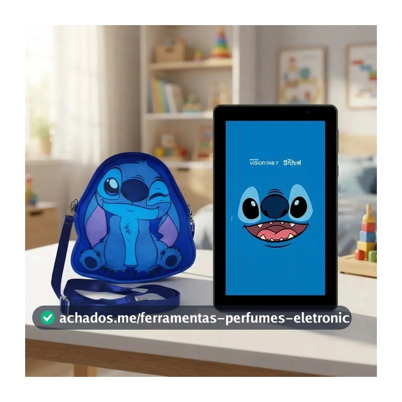Tablet Infantil Stitch Positivo Vision Tab 7 - Processador Octa-Core 3GB RAM 64GB Armazenamento Tela 7 IPS, Bateria 3100mAh, Android 14 GO, Wi-Fi - Inclui Capa de Proteção e Mochila, Presente Crianças