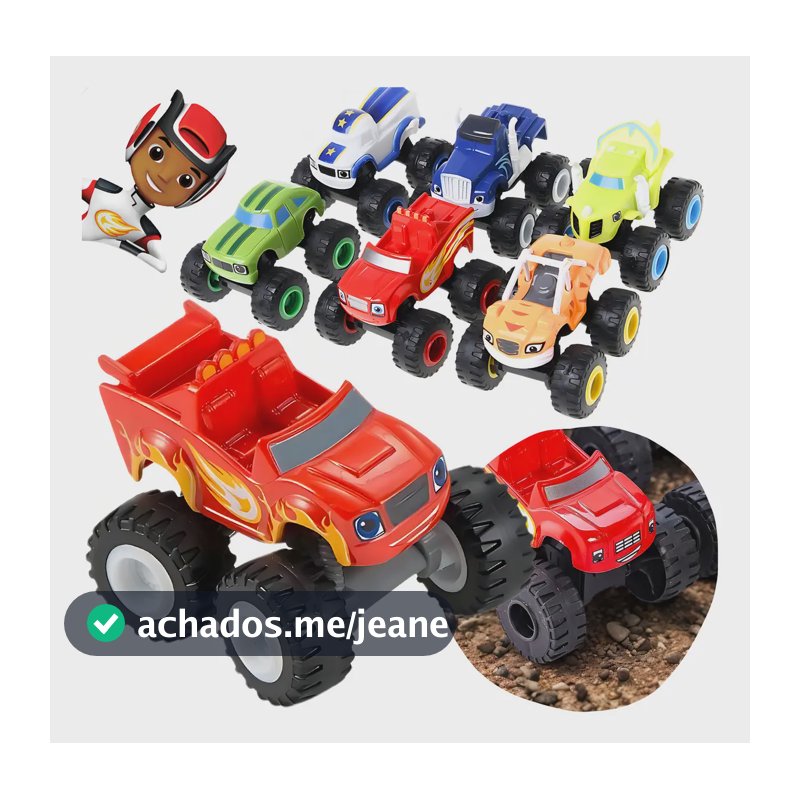 Kit 6 Carrinhos Blaze Friccção Personagem Racer Brinquedos Cor Colorido Personagem Kit 6 Carrinho Blaze