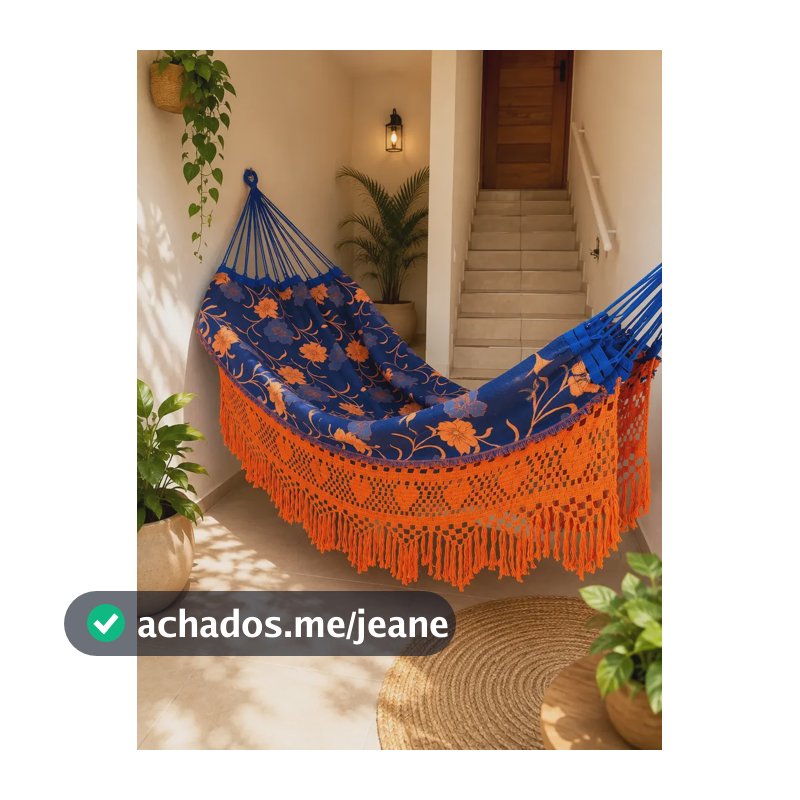 Rede Descanso Casal Floral Extra Grande Luxo Premium Azul Flor Do Caribe