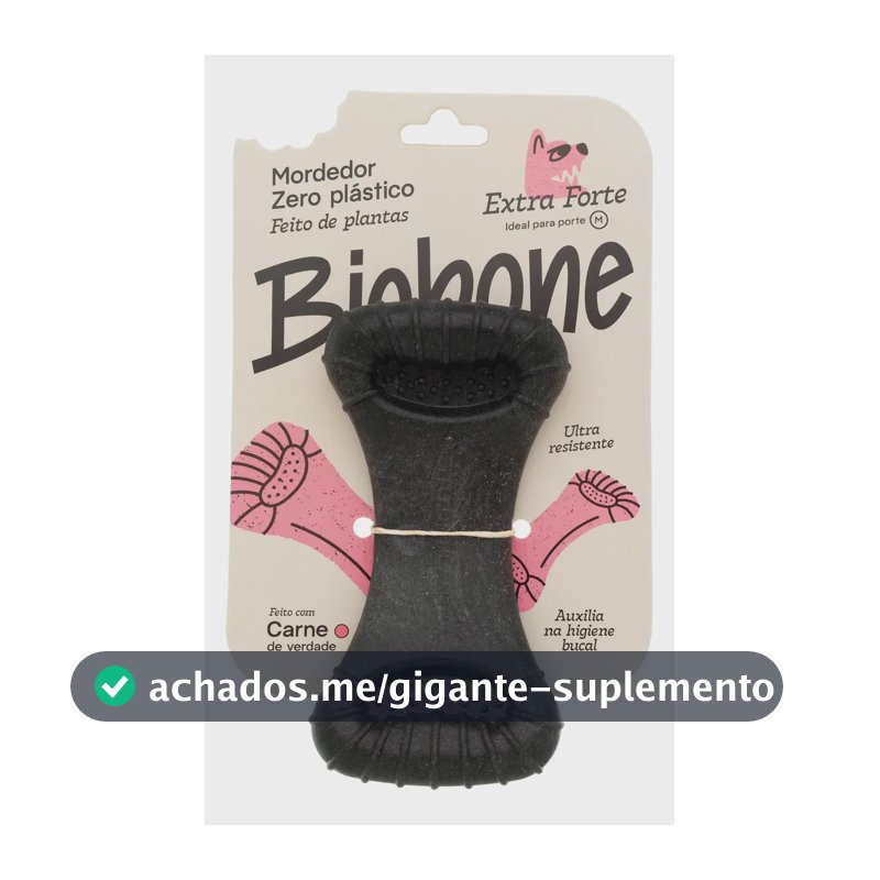 Mordedor Natural Cães Biobone Ossão Carne Extra Forte Preto