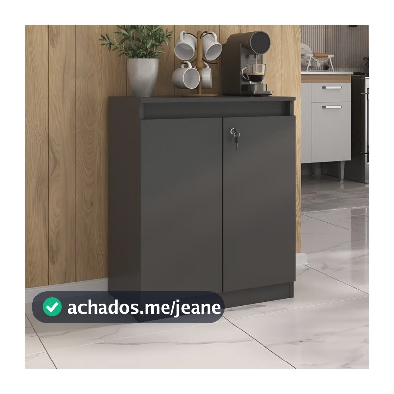 Aparador Buffet 60cm 2 Portas com Chave Multimóveis CR50099 Preto