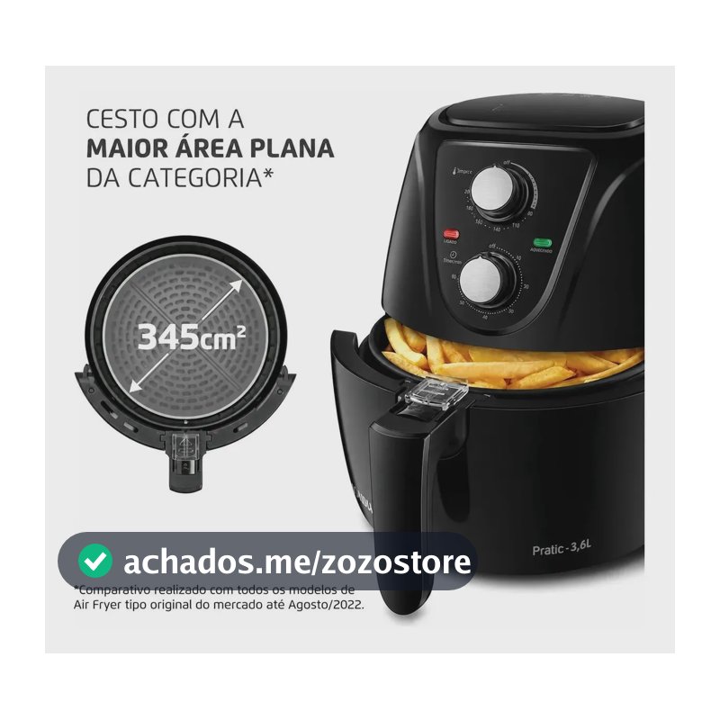 Fritadeira Air Fryer Pratic 3,6l Mondial Af-36-fb Preto 127v