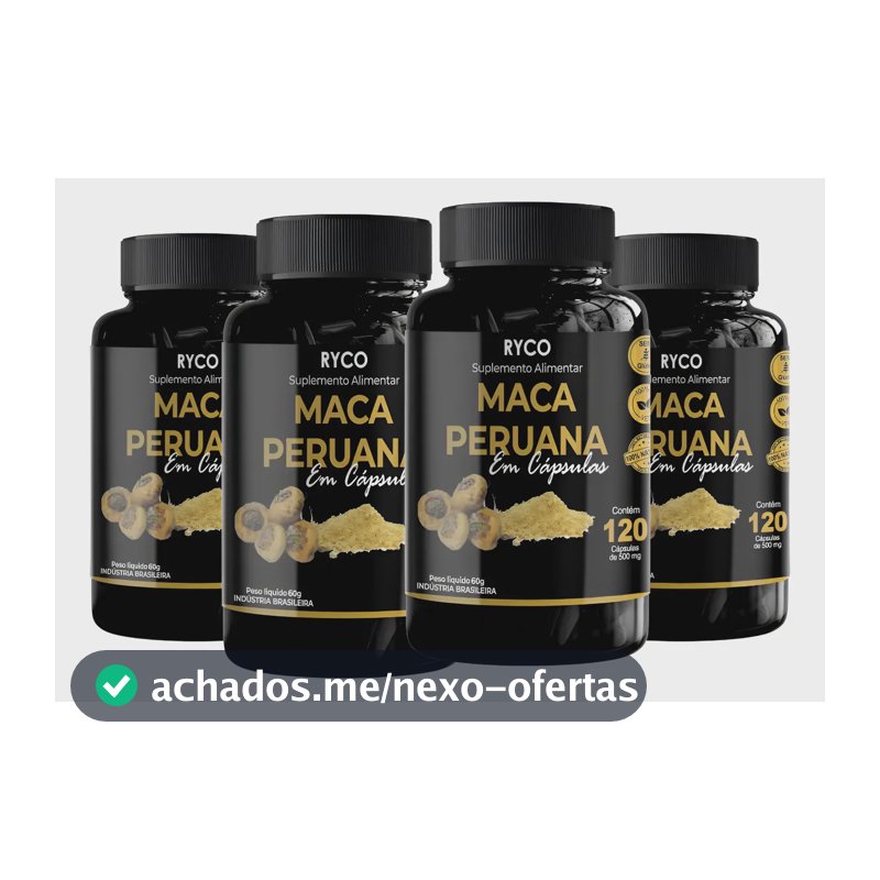 4x Maca Peruana 120 Cápsulas Original- Envio Já Sem Sabor Sem Sabor