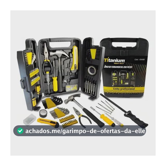 Kit Ferramentas 200 Peças c/ Maleta Titanium - Chaves, Alicates, Martelos, Serra - Aço Carbono - DIY Oficina Casa