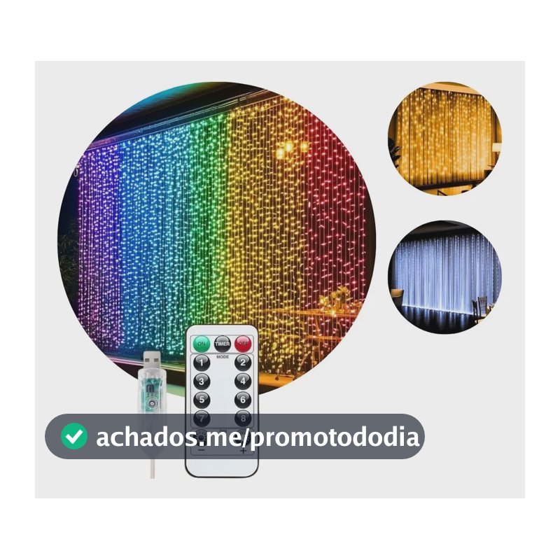 Pisca Cortina 300 Leds 3x3m Usb Ip44 8 Modos Iluminação Luzes Fada Decoração De Natal Festa Colorido Luvinco