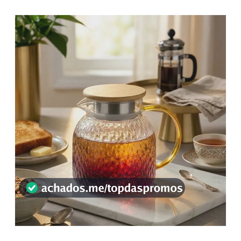 Jarra para Suco Honey de Vidro Borossilicato com Tampa Bambu, 1L