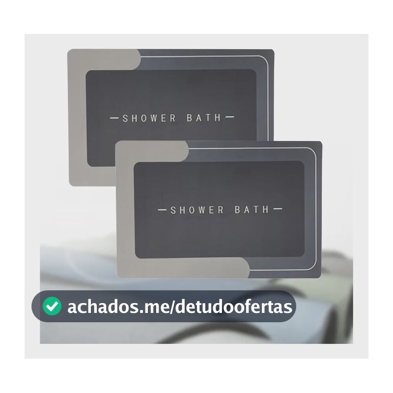 Kit 2 Tapete Banheiro Antiderrapante Absorvente Magico 40x60 Cinza-escuro-quadrado
