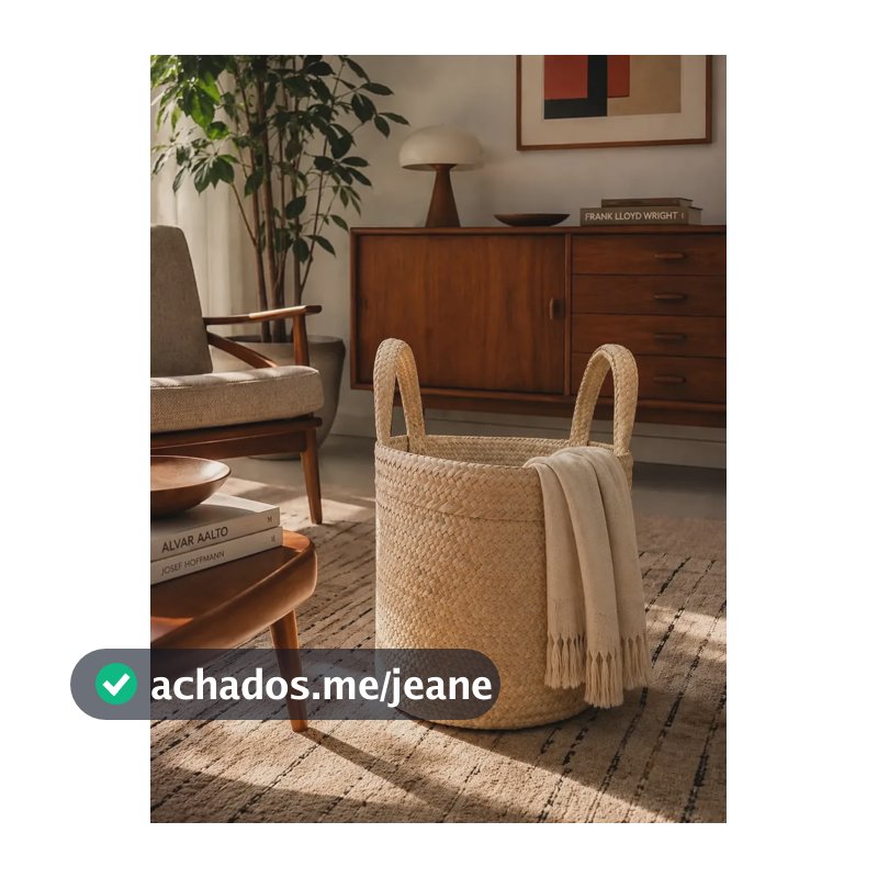 Cesto Organização Fibra Natural Palha Rústico Vaso Cachepot Bege