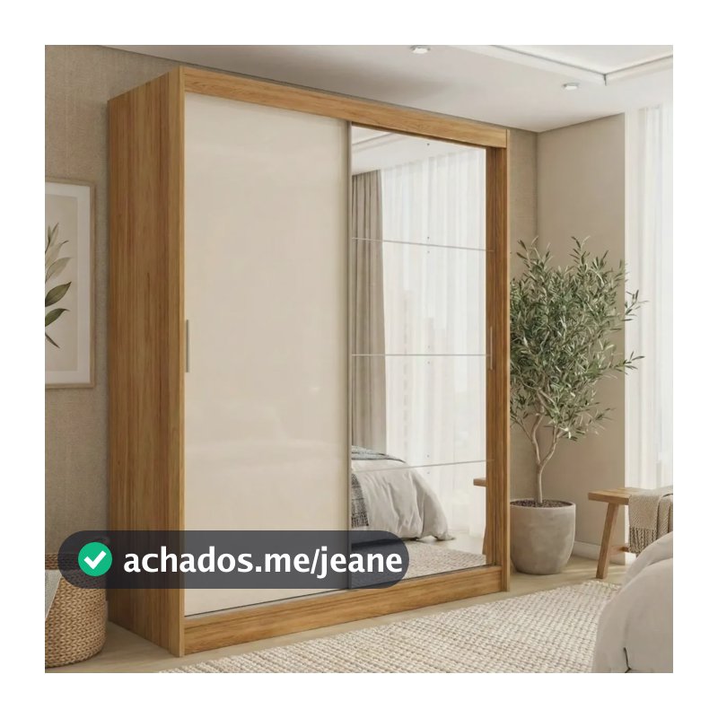 Guarda-roupa 2 Portas Correr 4 Gavetas London Cinamon/off-white