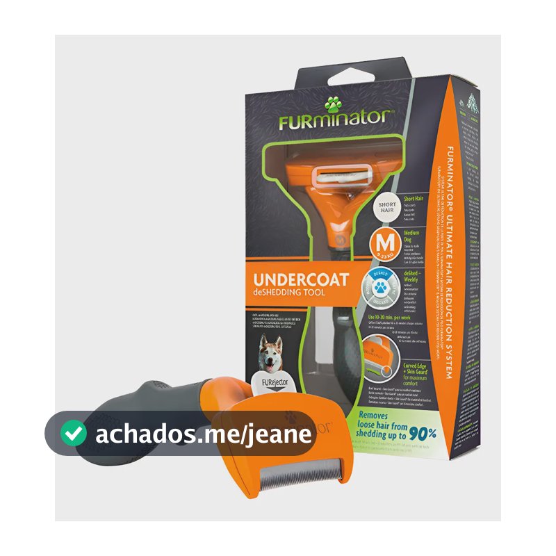 Rasqueadeira  Furminator Cães Médios Pelo Curto  + Brinde Laranja