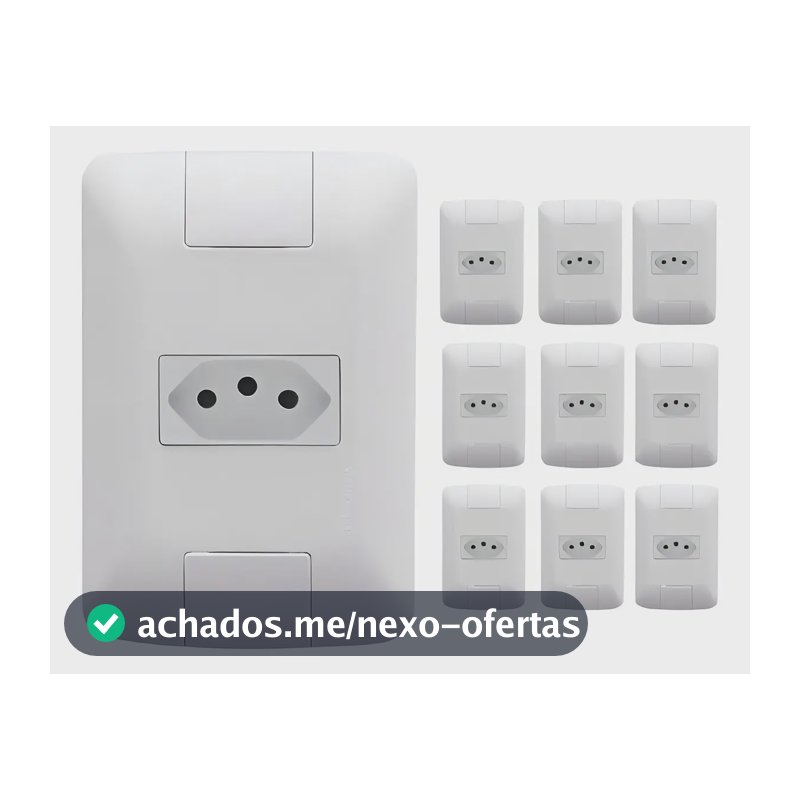 Kit Com 10 Tomadas Simples 10a 250v 2p+t Tramontina Aria Cor Branco