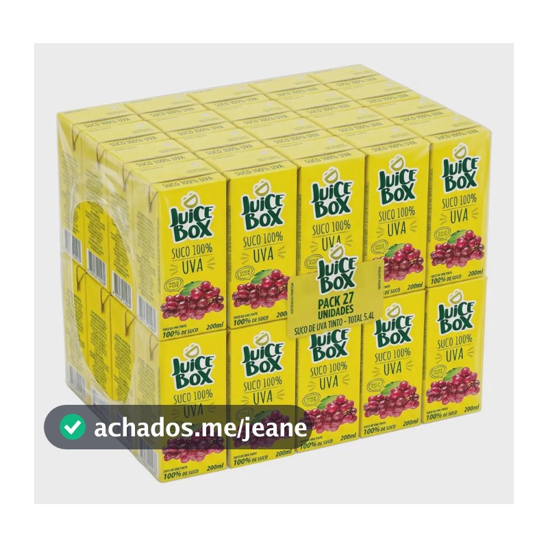Suco de Uva 100% Juice Box 200ml - Pack 27 Unidades