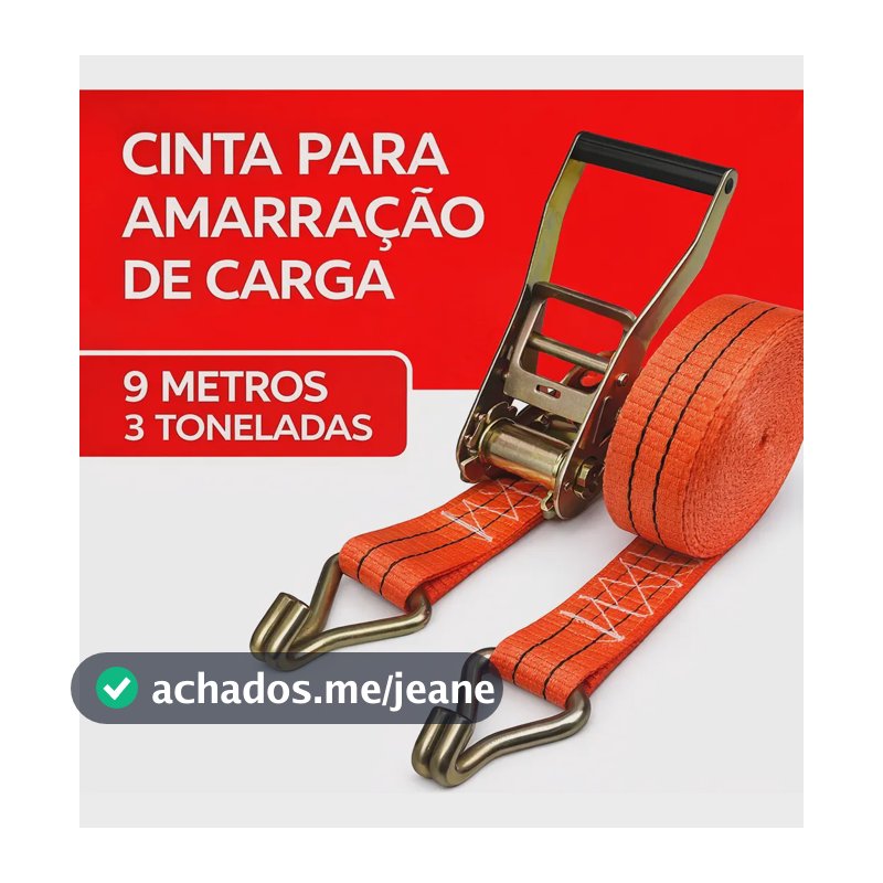 Cinta de Amarração para Cargas com Catraca, 3 Toneladas e 9 Metros