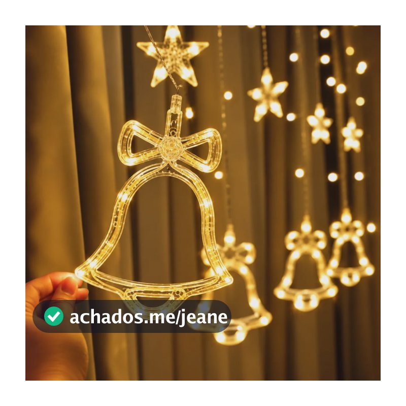 Pisca-pisca Cascata 120 Leds 8 Funções Cortina Natal 220v Sinos
