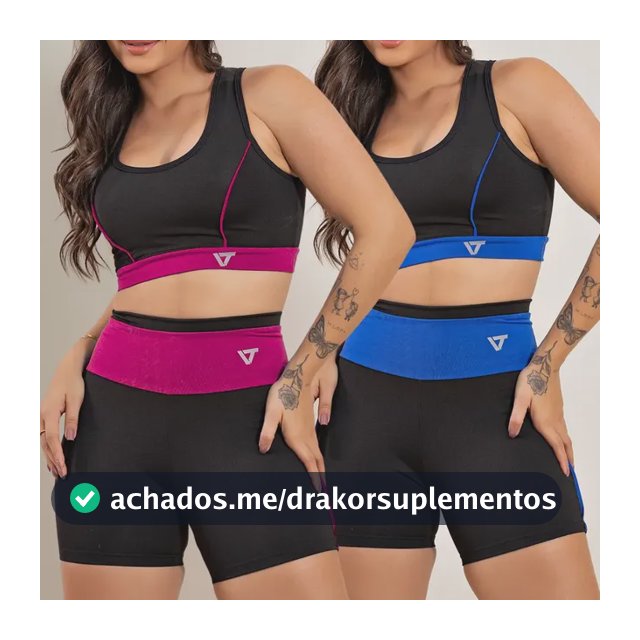 2 Conjunto Fitness Feminino Top E Short De Academia