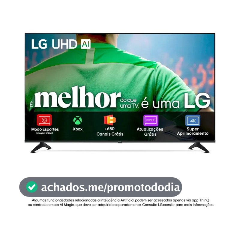 Smart TV LG UHD AI UA75 50 polegadas HDR10 Pro Processador α7 AI Ger8 webOS 25