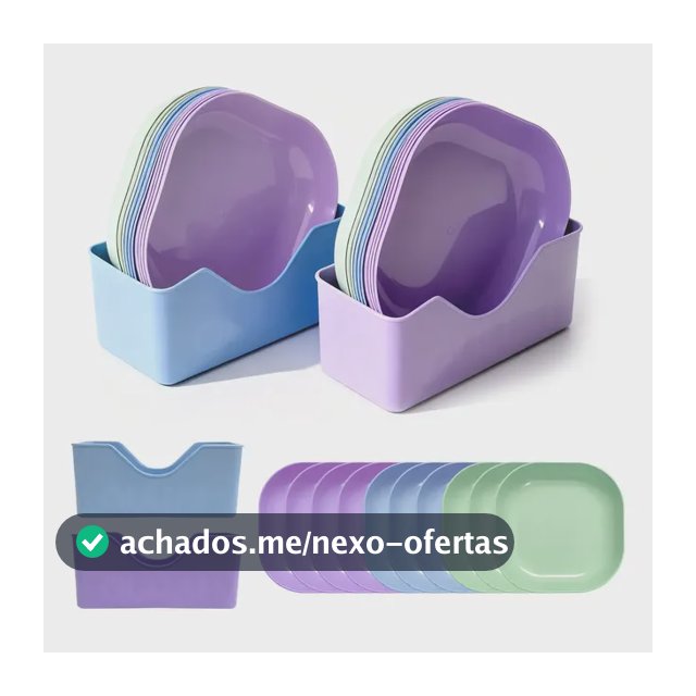 Kit 20 Pratos Coloridos Para Servir + 2 Base Organizador 2 Un