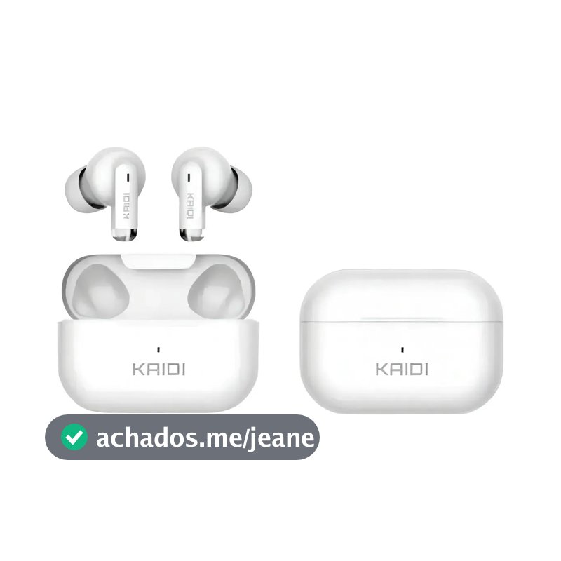 Fone Bluetooth 5.4 Sem Fio Tws Kaidi Kd780 Graves Potentes Branco