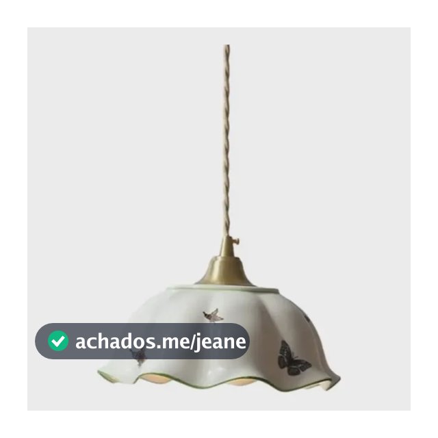 Luminária Pendente Floral Retro Latão, Cerâmica Branca