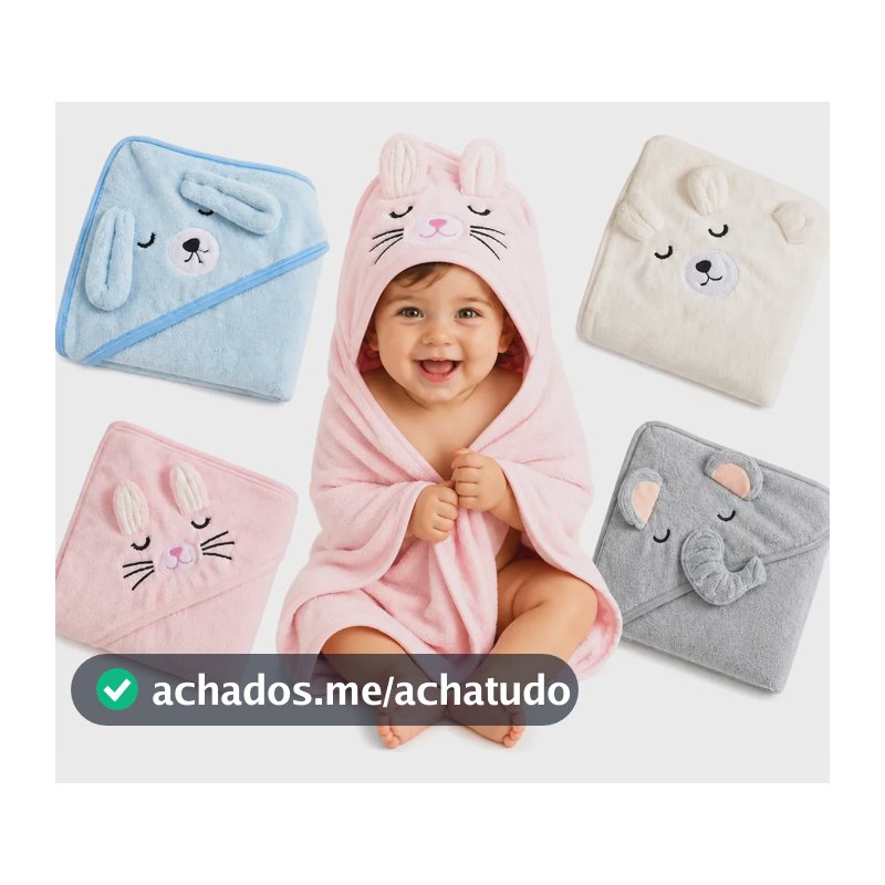 Toalha De Banho Bebê Infantil Com Capuz Grande Macia Forrada Rosa