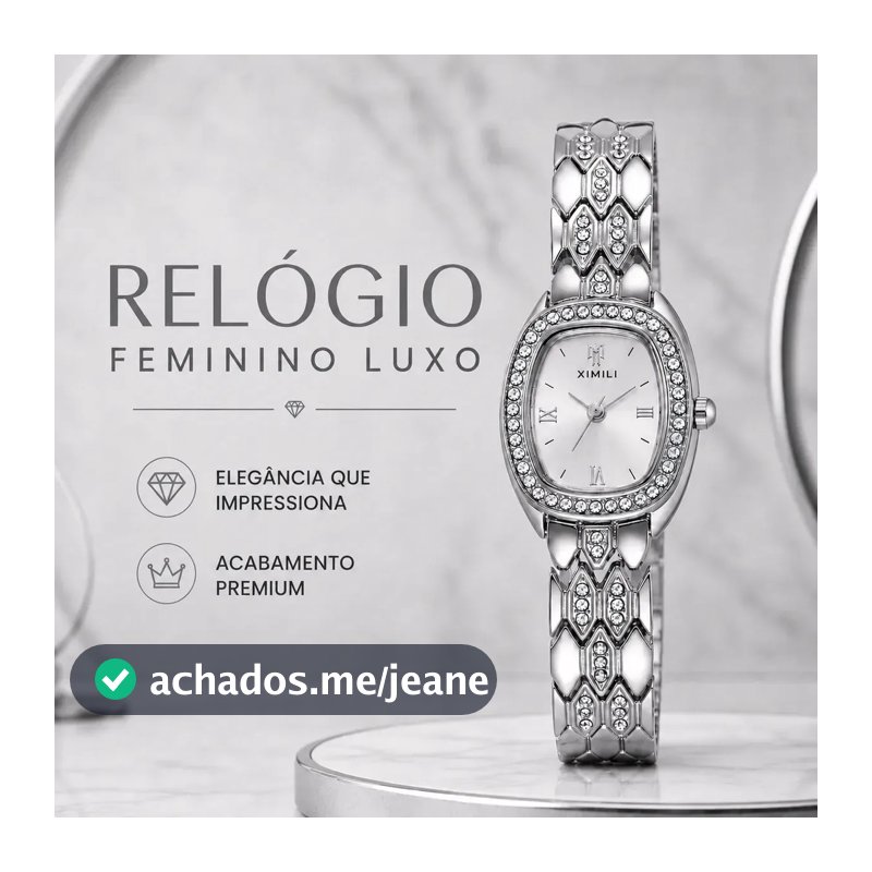 Relógio Feminino Quartz De Pulso Com Strass Elegante Luxo Presente Prateado