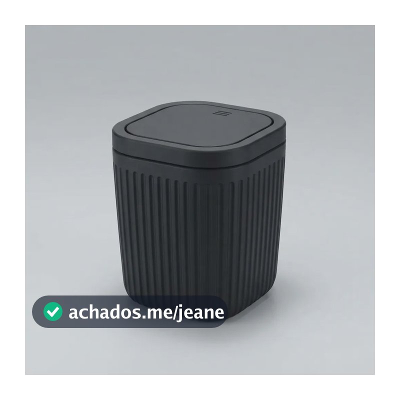 Lixeira De Mesa Compacta Com Tampa Basculante Preto Fosco