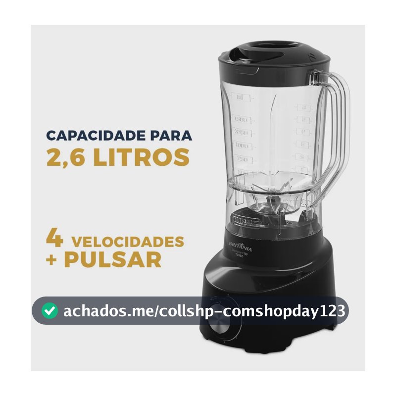 Liquidificador Britânia 2.6l Diamante 1100 Preto