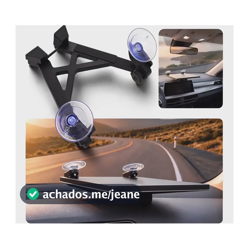 Suporte De Painel Veicular Starlink Mini Ventosas Antimulta Preto