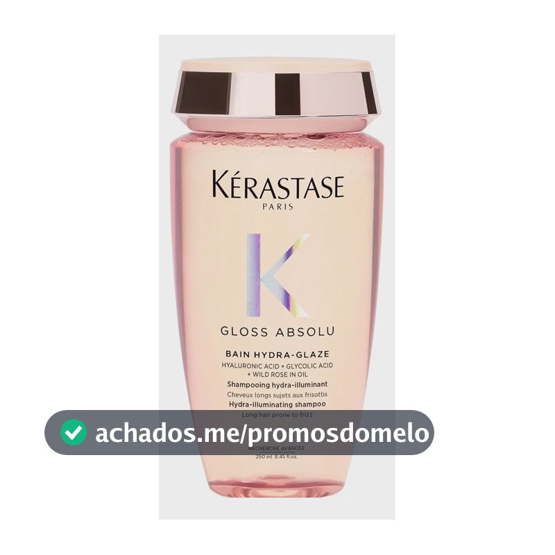 Kérastase, Bain Shampoo, Gloss Absolu, Hydra Glaze, Ação Anti-frizz com Ácido Hialurônico, Ácido Glicólico e Óleo De Rosa Silvestre, Potencializa o Brilho 250ml
