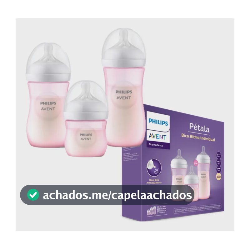 Kit 3 Unidades Mamadeiras Pétala 3.0 Cor Rosa ‎Philips Avent