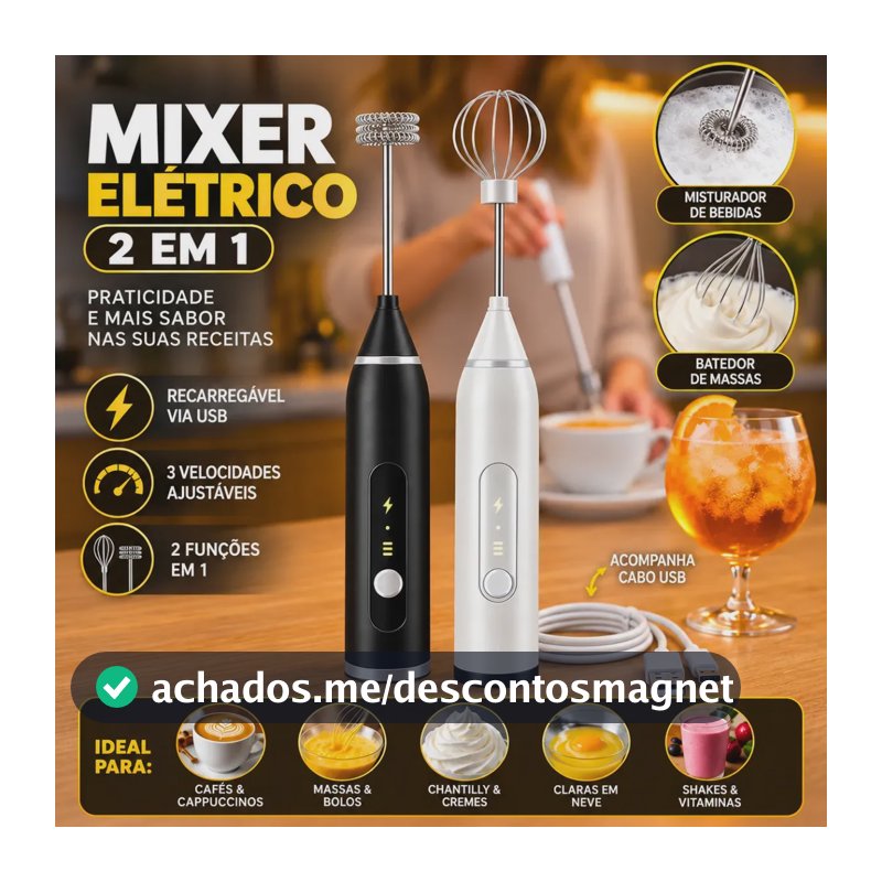 Mini Mixer Misturador De Bebidas Elétrico 2 Em 1 Portátil Recarregável Mexedor De Ovos Leite Whey Café Espuma Shake Drinks Capuccino Suco Blackbom