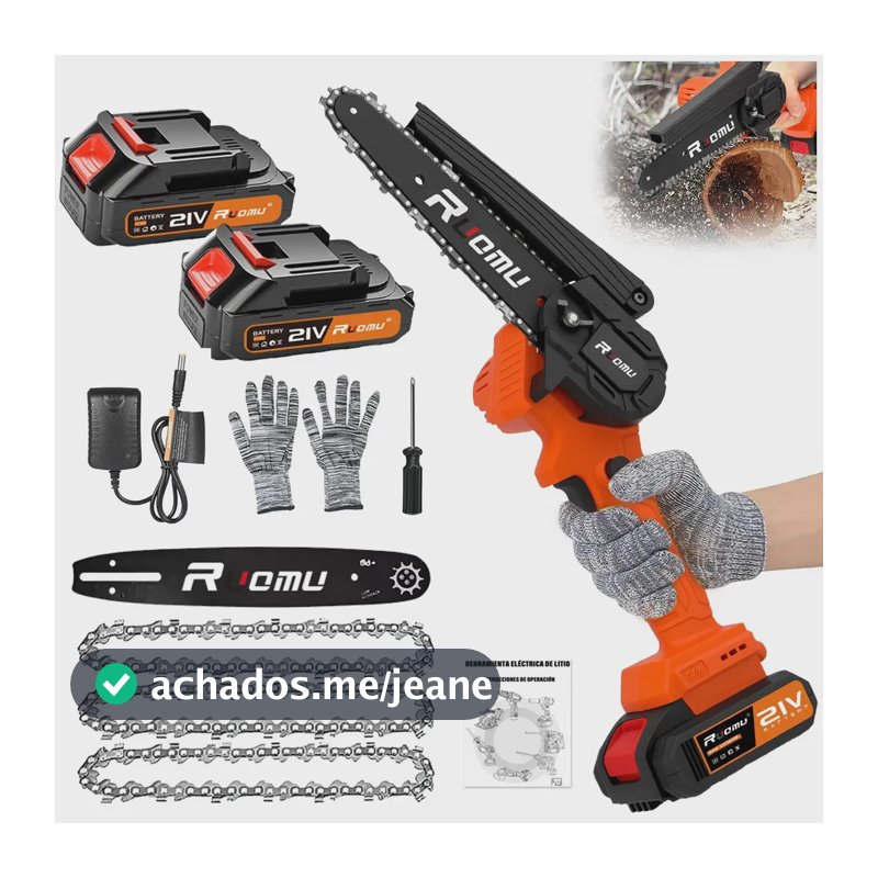 Mini Motosserra Eletrica Portatil 6 Polegadas 2 Baterias