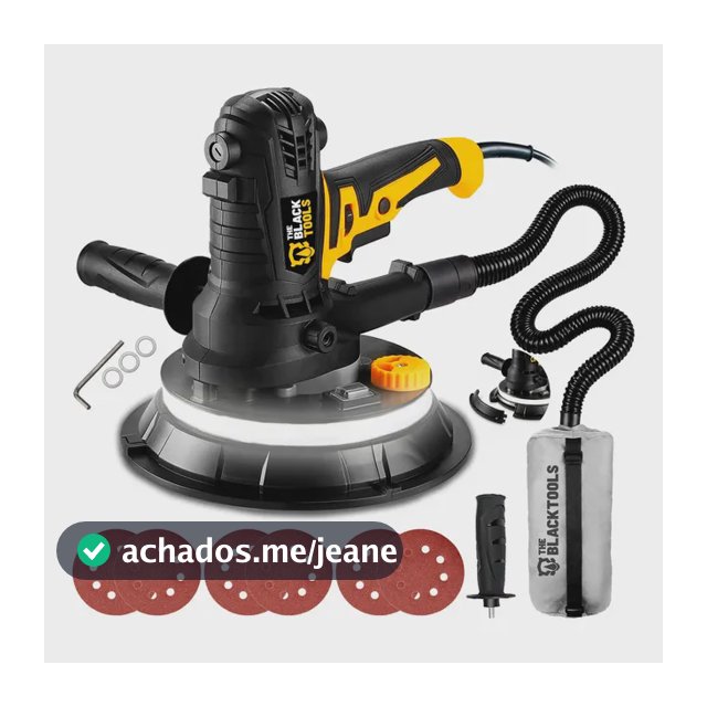 Lixadeira De Parede E Teto 1000w Profissional 5 Velocidades 360° Com Led 6 Lixas Saco Coletor Tlt900 The Black Tools