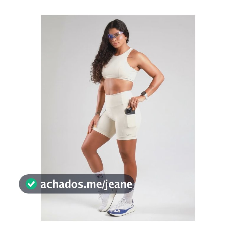 Conjunto Academia Feminino Top + Short - Zero Transparência Off White Lisa P