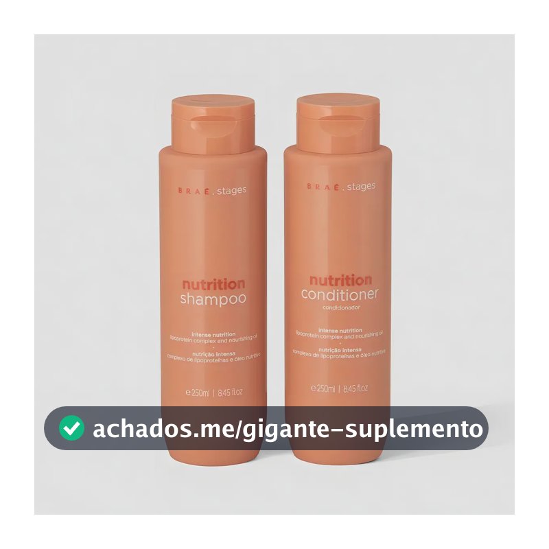 Kit Braé Stages Nutrição: Shampoo e Condicionador para Cabelos Ressecados e sem Vida